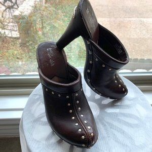 Michael Kors Brown Mules with Silver Studs 7M